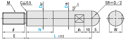 Angled Pins With male thread, for spanner