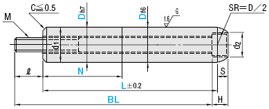 Angled Pins With male thread, for hexagonal wrench