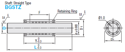 Miniature Ball Guide Sets QOne End Machined - With Retaining Rings - Straight Type:Related Image