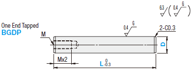 Shafts for Miniature Ball Guides - One End Machined - One End Tapped:Related Image