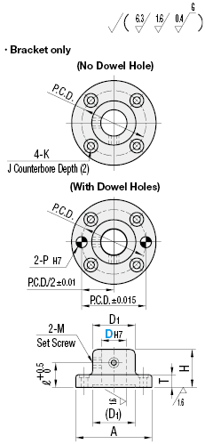 Device Stands/Round Flanged/Through Holes/With Dowel Holes/Bracket only:Related Image