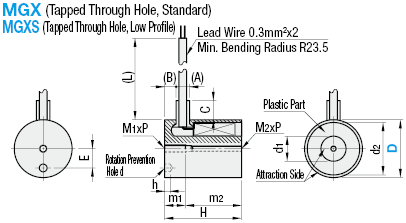 Electromagnet Holders - Tapped Through Hole, Standard / Tapped Through Holes, Low Profile:Related Image