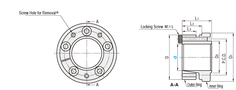 Mechalock - Lightweight Aluminum Type   Dimensional Drawing