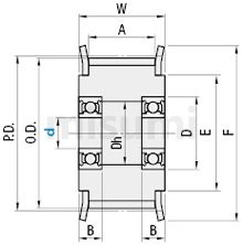 Specifications Drawing of Idlers - Both Sides Bearings Type