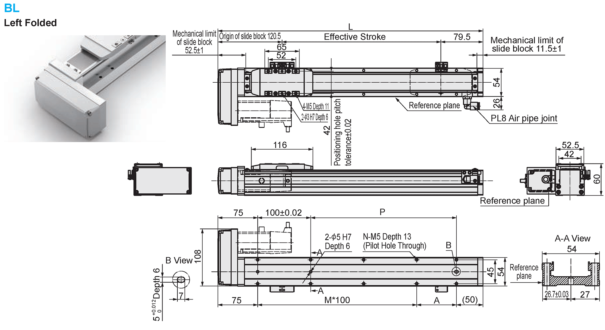 Dimensional Drawing of E-MCT5-BL