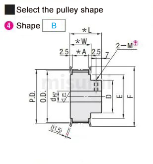 Dimension and Specification for Timing Pulley L