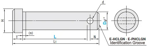 Pivot Pins Shouldered, Cotter Pin, Dimensional Drawing