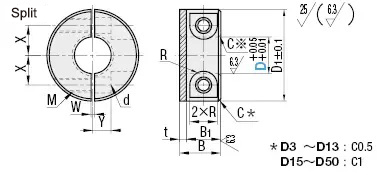 misumi scd MISUMI shaft collar dowel rings D3 to D50 Size standards drawing