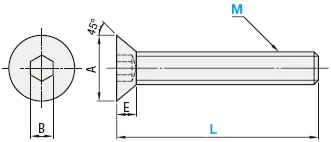 DIN7991 Hex Socket Flat Head Dimensional Drawing