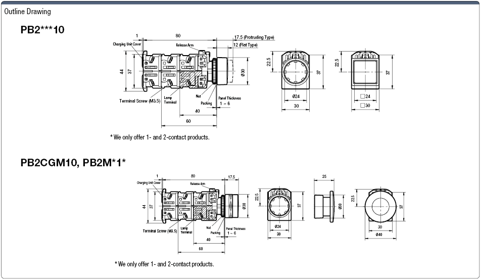 Non-illuminated Pushbutton Switch Mounting Hole Ø 22:Related Image