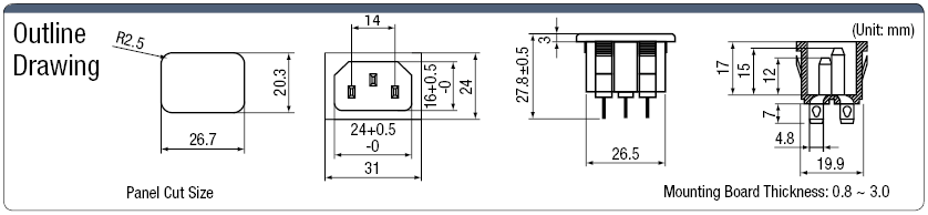 IEC Standard - Inlet (Snap-In) / C14:Related Image