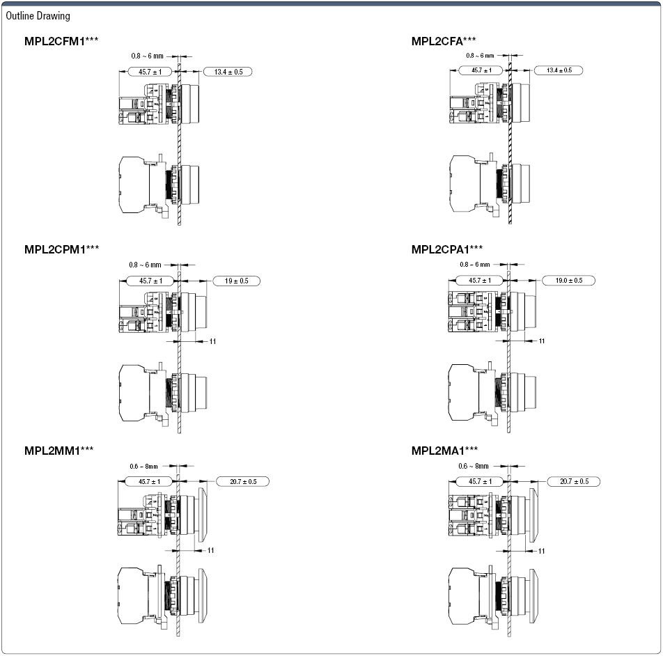 Illuminated Push-button Switch Mounting Hole Ø 22 (Value Product):Related Image