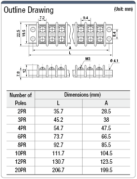 Two-Rows Compact Terminal Block (Low Profile/10A/M3):Related Image