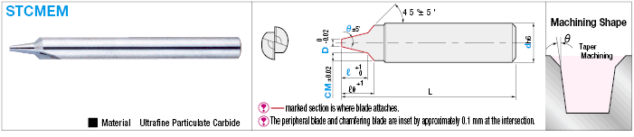 Carbide Straight Blade Tapered End Mill, 2-Flute, with Chamfering Blade:Related Image