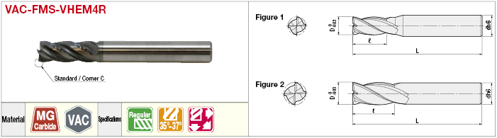 VAC Series Carbide Uneven Lead End Mill for Difficult-to-Cut Materials (Regular Model):Related Image