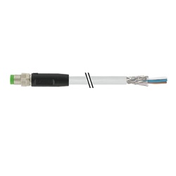 M8 Round Plug Open-End Shield Cable (7000-08761-2412500) 