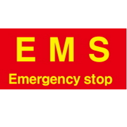 Warning Label: EMS-EMERGENCY STOP