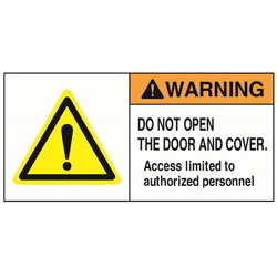 Warning Label: Door Cover Open/Close