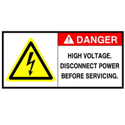 Warning Label: High Voltage- Hazardous- Voltage (SS-EL-141)