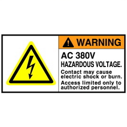 Warning Label: AC-380 V - High Voltage - Hazardous Voltage