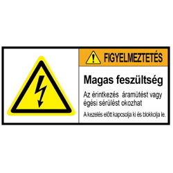 Warning Label: Warning Electrical Hazard Electrical Shock/Burn Hazard when in contact.