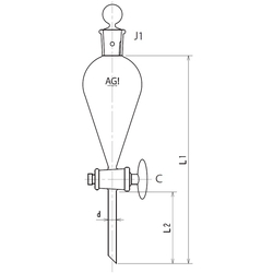 Squib Type Separatory Funnel Glass Stopcock 2,000 mL