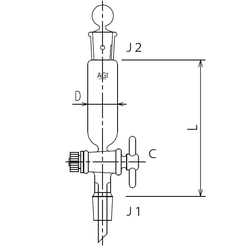 Semi-Micro Cylindrical Separatory Funnel With Ground Glass Joint PTFE Stopcock 25 mL