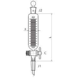 Cylindrical Dropping Funnel With Ground Glass Joint PTFE Stopcock 3738 Series