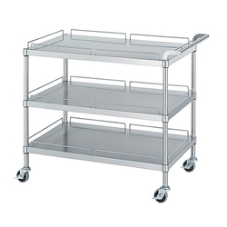 Stainless Steel Cart (SUS304, 3-Tier Shelf With Guard) MN30 Series (61-0014-56)