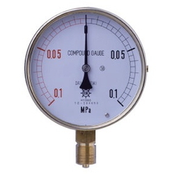 HNT General Purpose Vacuum Gauge, Rimless Type (A) (AT-R3/8-75X-0.1MPA-AHT) 