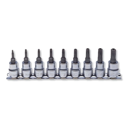 Hand Socket 3/8" (9.5 mm) Anti-Tamper Torx Bit Socket Rail Set RS3025/9-HOLE