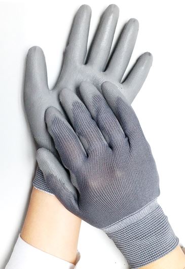 Polyurethane Coating-Gloves Grey Color (Palm Fit) (PUG-P-G-L) 
