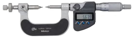 Gear Tooth Micrometer Series 324, 124 — Interchangeable Ball Anvil / Spindle Tip Type(Metric)