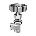 Stainless Steel Angle Type Needle Stop Valve with 2.94 MPa Screw-In Panel Nut (UH-33PC-R) 