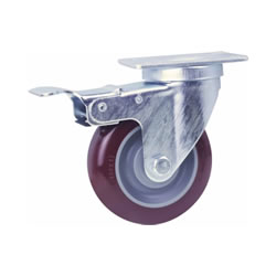 Light load caster Urethane wheel Universal type with brake (C-LWSB100-U) 