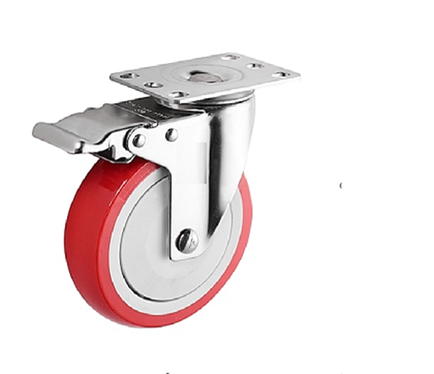 Light Load Urethane Casters Swivel with Stopper Type SUS304 (E-DL127-304-22PU-75) 