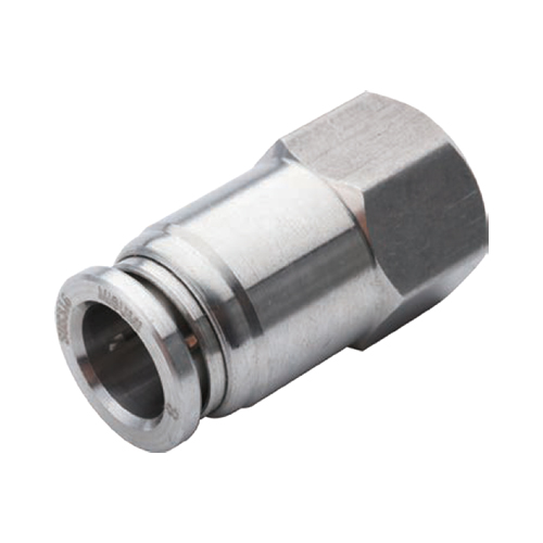 One-Touch Fittings Stainless Steel, Straight Female Connector, Hex Flat (E-PACK-MSFPCF10-3) 