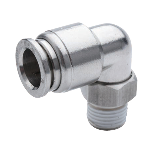 One-Touch Fittings Stainless Steel, Elbow Male Connector, Hex Flat (E-PACK-MSSPL16-4) 