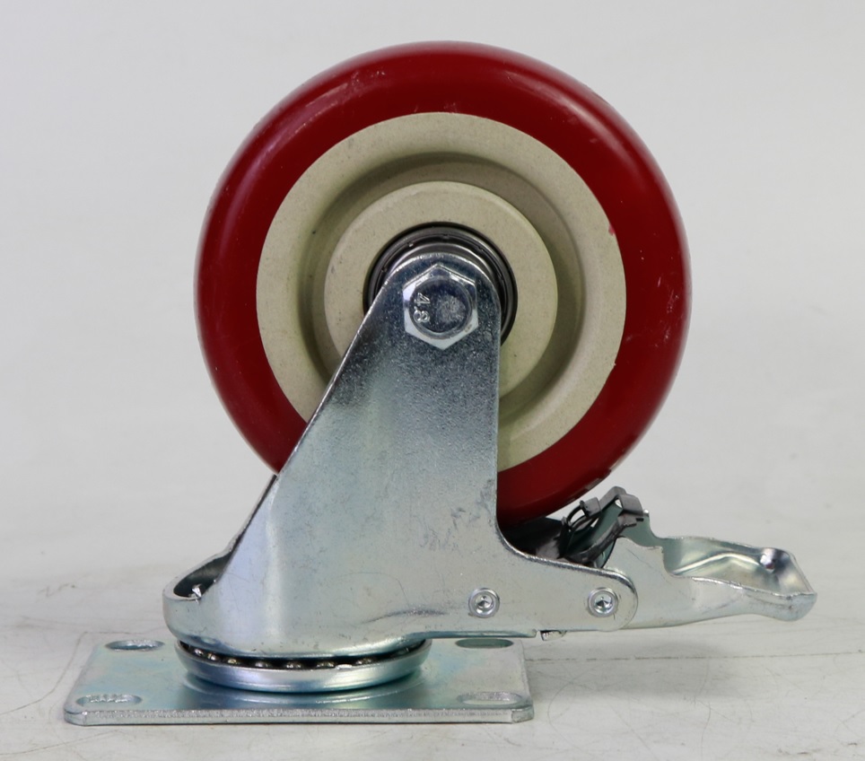 Medium Load Brown Red PVC   Caster Swivel Type with Stopper VNM (EC-DL185-22PVC-100) 