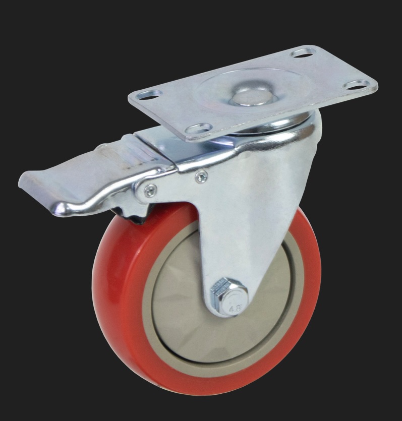 Medium Load Red TPU   Caster Swivel Type with Stopper VNM 