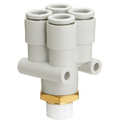Quick-Connect Fitting, KQ2 Series, Double Branch, KQ2UD (With Sealant / Without Sealant) (KQ2UD04-01AS) 