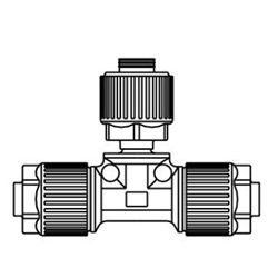 Fluoropolymer Pipe Fitting, LQ1 Series, Space Saving Union Tee, Metric Size (LQ1T41-ST1) 