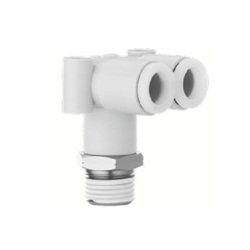 Stainless Steel One-Touch Pipe Fitting KQ2-G Series, Branch Elbow Union Fitting KQ2LU-G (Sealant / No Sealant) (KQ2LU10-04GS) 