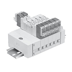 5-Port Solenoid Valve, SY3000/5000, Base Mounted, DIN Rail Mounting Type, Individual Wiring Type