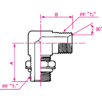 JIS "O"-Ring Boss Connection PF 30° MIS Male 90° Elbow with Seat