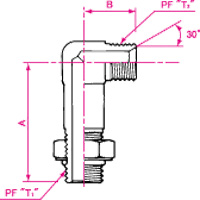 JIS "O"-Ring Boss Connection PF 30° MIS Male 90° Elbow with Long Seat