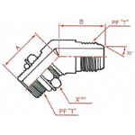 JIS "O"-Ring Boss Fitting PF 30° FCS Male 45° Elbow with Seat