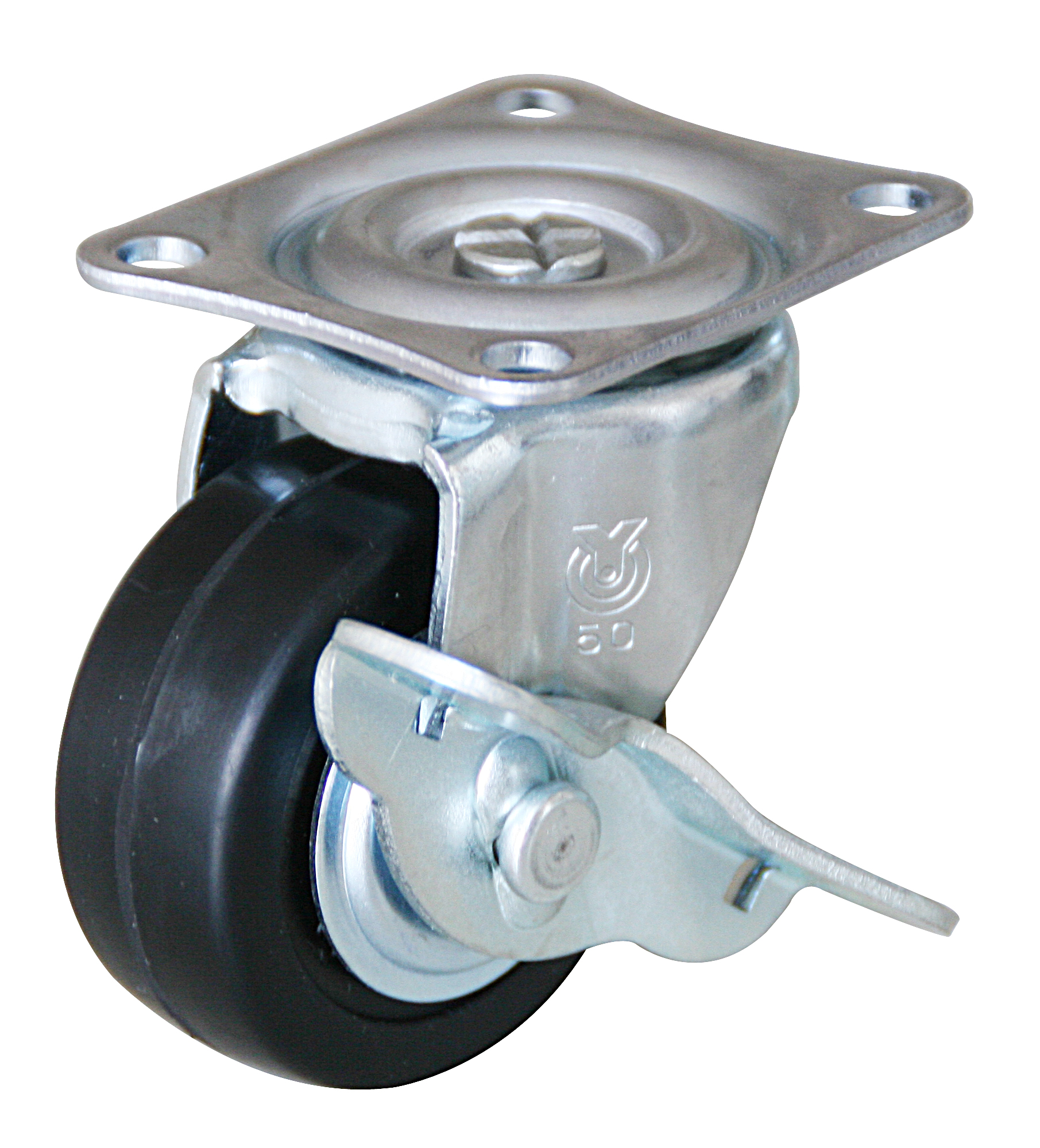 G-S Model Swivel Wheel (Single Bearing) Plate Type (With Stopper) (G-65ELS) 