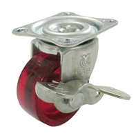 G Type Free Wheel with Stopper (Single-Bearing) Plate Type, Polycarbonate Wheel (G-50PCS-R) 