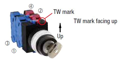 φ22 TW series selector switch arrow handle outline drawing